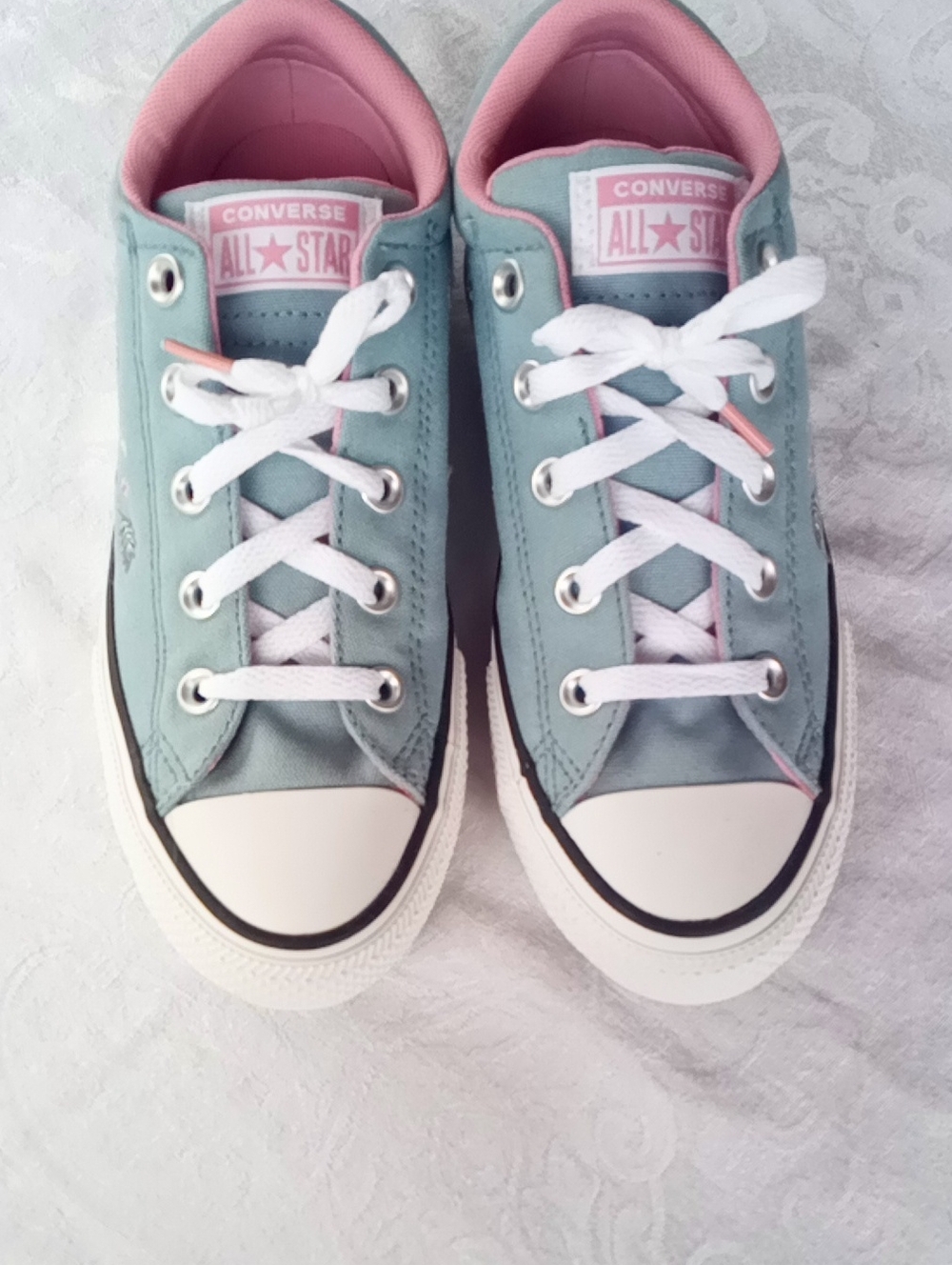 Converse Kids Low Top Sneakers - Mint Green with Pink Trim